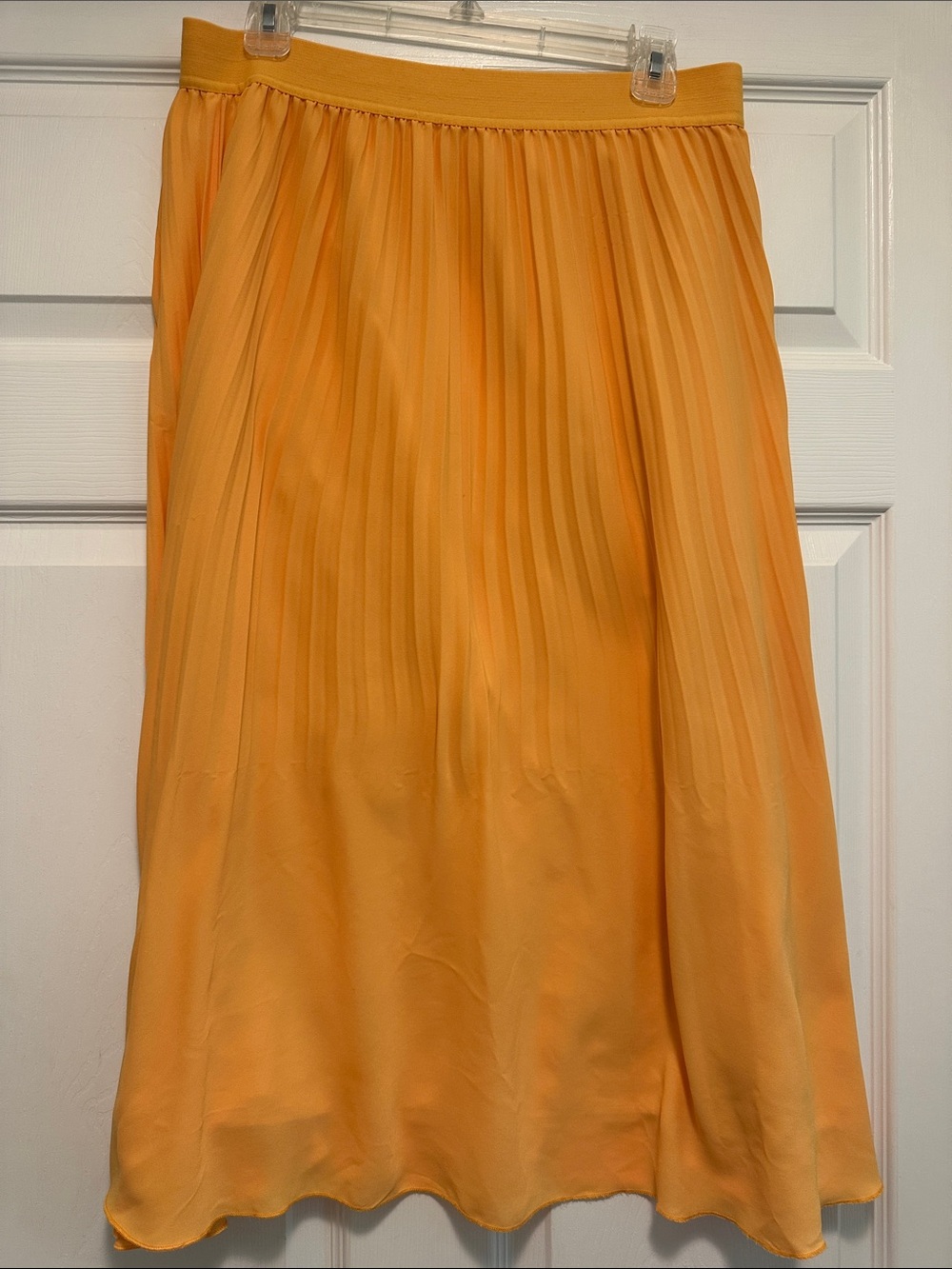 J. Crew Pleated Midi Skirt in Warm Yellow-Orange